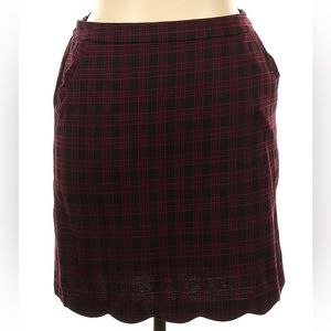 Burgundy plaid scalloped skirt